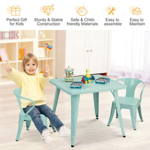 27'' Kids Square Steel Table Play Learn Activity Table-Blue