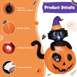 5 Feet Inflatable Halloween Pumpkin with Witch's Black Cat
