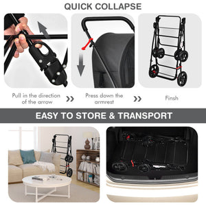 4-in-1 Double Pet Stroller with Detachable Carrier and Travel Carriage-Black