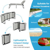 4 Position Folding Lounge Chaise with Adjustable Backrest and Footrest-Gray