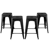 24 Inch Set of 4 Tolix Style Counter Height Barstool Stackable Chair-Black