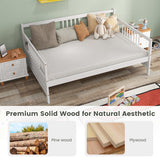 Full Size Metal Daybed Frame with Guardrails-White