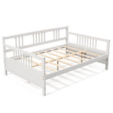 Full Size Metal Daybed Frame with Guardrails-White