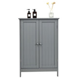 Bathroom Floor Storage Double Door Cupboard Cabinet-Gray