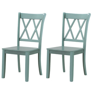 Set of 2 Cross Back Rubber Wood Dining Chairs
