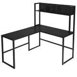 Reversible L-Shaped Corner Desk with Storage Bookshelf-Black