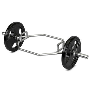 56 Inch Olympic Hexagon Deadlift Trap Bar with Folding Grips Powerlifting-Sliver