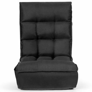 4-Position Adjustable Floor Chair Folding Lazy Sofa-Black