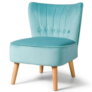 Armless Accent Chair Tufted Velvet Leisure Chair-Green