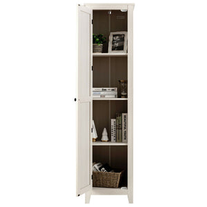 Linen Tower Bathroom Storage Cabinet Tall Slim Side Organizer with Shelf-White