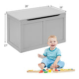 Safety Hinge Wooden Chest Organizer Toy Storage Box-Gray