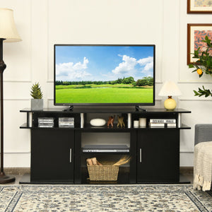 63" TV Entertainment Console Center with 2 Cabinets-Black