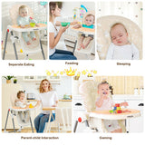 Folding Baby High Dining Chair with 6-Level Height Adjustment-Beige