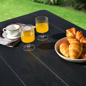 Indoor and Outdoor Folding Picnic Table Bench Set with Wood-like Texture-Black