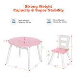Wood Activity Kids Table and Chair Set with Center Mesh Storage for Snack Time and Homework-Pink