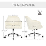 Modern Fluffy Faux Fur Vanity Office Chair for Teens Girls-Beige