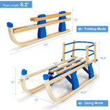 Folding Snowsled Portable Steering Slider with Pulling Ropes and Metal Rails