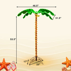 5 Feet LED Pre-lit Palm Tree Decor with Light Rope