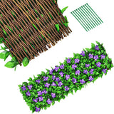 4 Pieces Expandable Faux Ivy Privacy Screen Fence Panel Pack with Flower-Purple