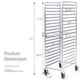 26 x 20 x 70 Inch 20 Sheet Aluminum Pan Rolling Bakery Rack