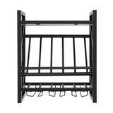 10 Bottles Wall Mounted Wine Rack with Glass Holder