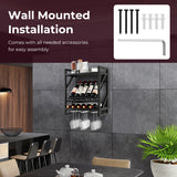 10 Bottles Wall Mounted Wine Rack with Glass Holder