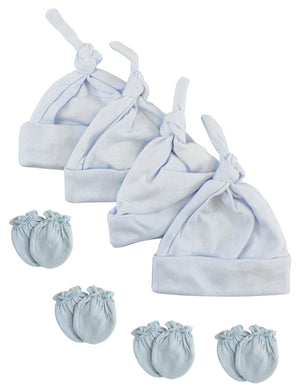 Boys Knotted Caps and Mittens - 8 Piece Set