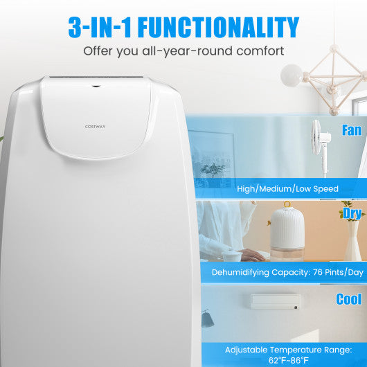 11500 BTU Dual Hose Portable Air Conditioner with Remote Control-White