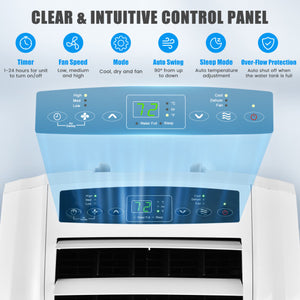 11500 BTU Dual Hose Portable Air Conditioner with Remote Control-White