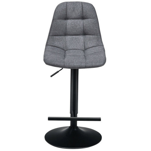 2Pcs Adjustable Bar Stools Swivel Counter Height Linen Chairs -Gray