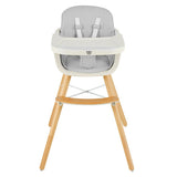 3-in-1 Convertible Wooden High Chair with Cushion-Gray