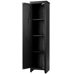Linen Tower Bathroom Storage Cabinet Tall Slim Side Organizer with Shelf-Black