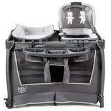 4-in-1 Convertible Portable Baby Play yard with Toys and Music Player-Gray
