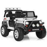 12V Kids Remote Control Electric  Ride On Truck Car with Lights and Music -White
