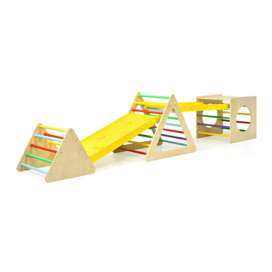 5 in 1 Kids Triangle Climber Play Gym Set with 2 Ramps