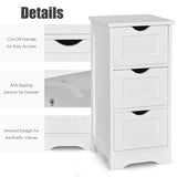 Bathroom Wooden Free Standing Storage Side Floor Cabinet Organizer-3-Tier.