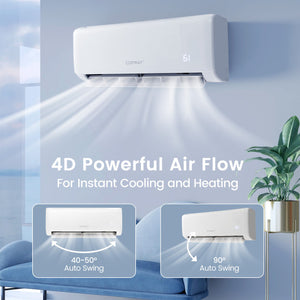 12000 BTU 21 SEER2 208-230V Ductless Mini Split Air Conditioner with Heater Pump