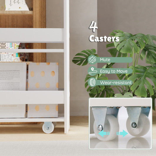 Rolling Kitchen Slim Storage Cart Mobile Shelving Organizer with Handle-White
