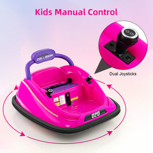 12V Kids Bumper Car Ride on Toy with Remote Control and 360 Degree Spin Rotation-Pink
