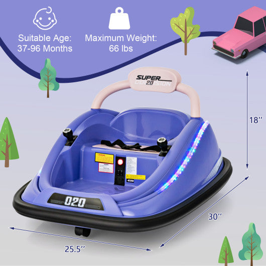 12V Kids Bumper Car Ride on Toy with Remote Control and 360 Degree Spin Rotation-Purple