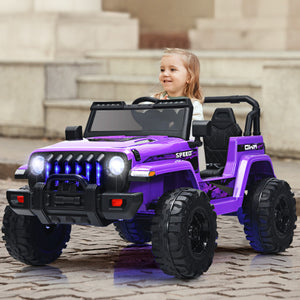 12V Kids Ride-on Jeep Car with 2.4 G Remote Control-Purple
