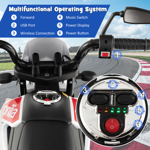 Aprilia Licensed Kids Ride On Motorcycle with 2 Training Wheels-Red