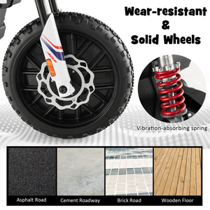 Aprilia Licensed Kids Ride On Motorcycle with 2 Training Wheels-White