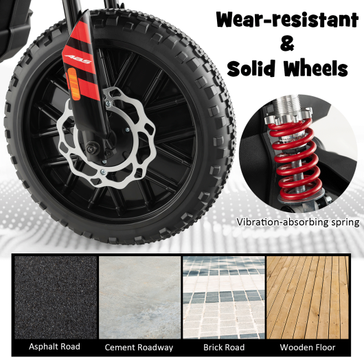 Aprilia Licensed Kids Ride On Motorcycle with 2 Training Wheels-Red