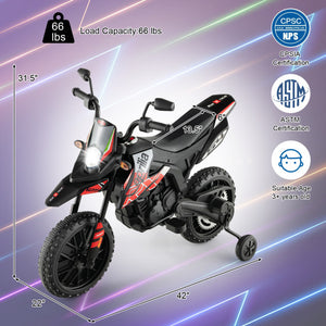 Aprilia Licensed Kids Ride On Motorcycle with 2 Training Wheels-Red