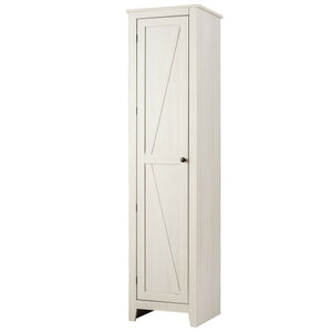 Linen Tower Bathroom Storage Cabinet Tall Slim Side Organizer with Shelf-White