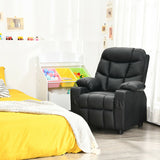 PU Leather Kids Recliner Chair with Cup Holders and Side Pockets-Black