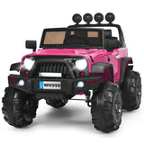 12 V Kids Ride On Truck with Remote Control and Double Magnetic Door-Pink