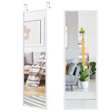 Full Length Metal Door Mirror with Adjustable Hook-White