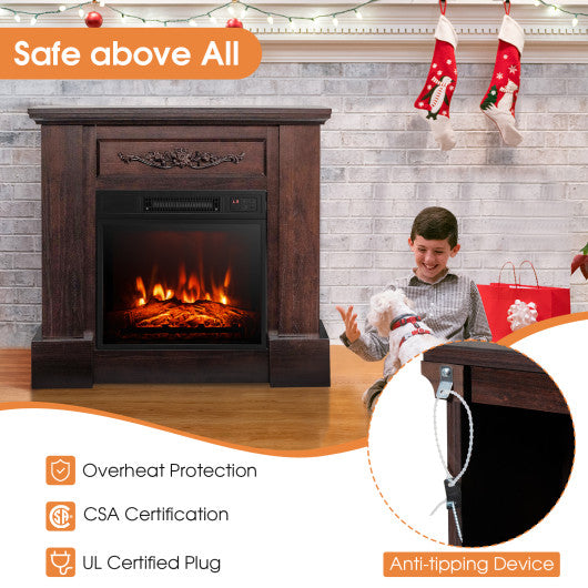 1400W TV Stand Electric Fireplace Mantel with Remote Control-Natural